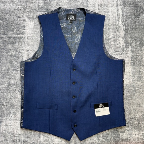 Joseph Abboud Waistcoat Mens 44L Blue Slim Fit Suit Vest Paisley Lined NEW - Picture 2 of 10